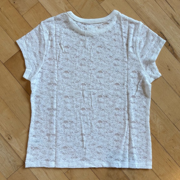 NWT AERIE Vintage White Floral Lace T-Shirt Sheer Short Sleeve Crewneck Size M - Picture 8 of 9